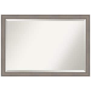 Greywash 39.5 in. x 27.5 in. Beveled Rectangle Wood Framed Bathroom Wall Mirror in Gray