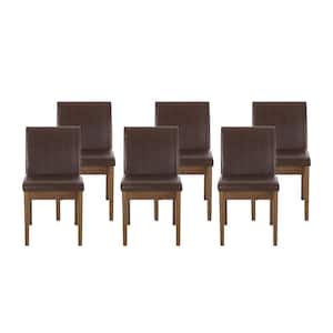 Joseph Cognac Brown Upholstered Faux Leather Dining Chair (Set of 6)