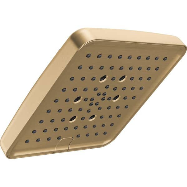 Gold H2Okinetic Raincan 6-Spray Patterns 8 in. Wall Mount Fixed Shower Head in Lumicoat Champagne Bronze