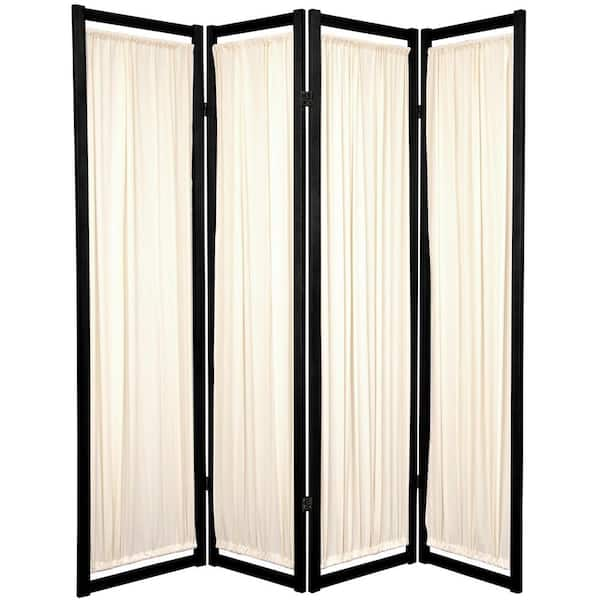 Oriental Furniture 6 ft. Black 4-Panel Room Divider