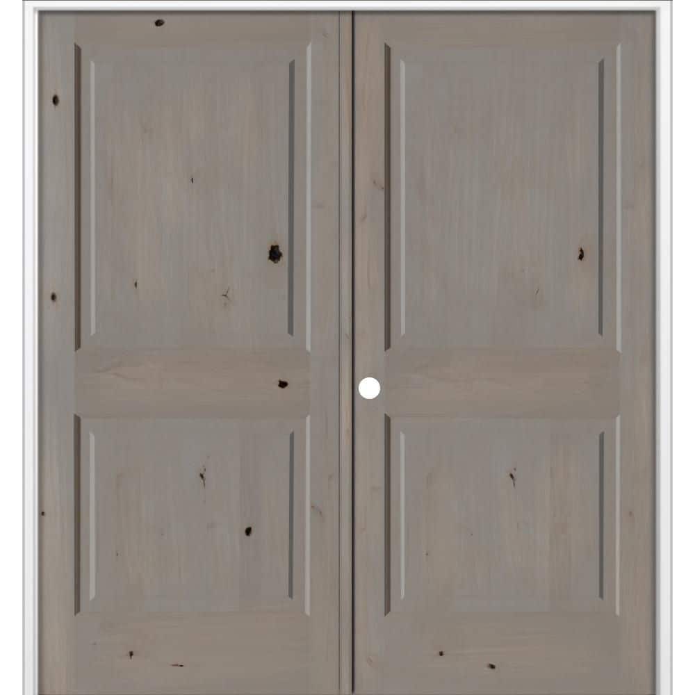 72 in x 80 in Rustic Knotty Alder 2-Panel Right Handed BEHR Weathered Gray Stain Wood Double Prehung Interior Door price history on PriceWatchPro