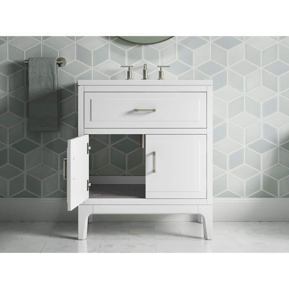 Seer 30" White MDF Freestanding Single Bathroom Vanity with Quartz Top