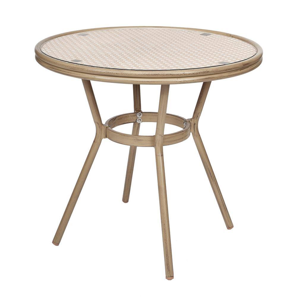 Brown Round Aluminum Outdoor Dining Table