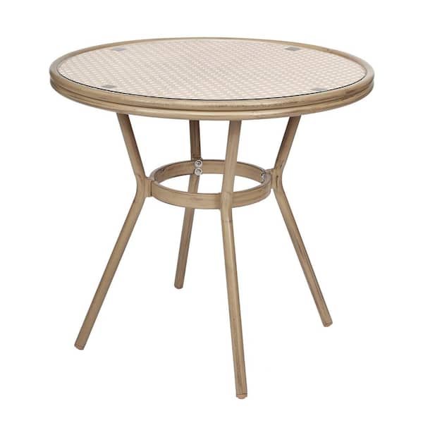 TAYLOR + LOGAN Brown Round Aluminum Outdoor Dining Table