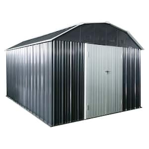 9.8 ft. x 11.7 ft. Outdoor Metal Storage Shed in Black with Arch Roof (115 sq. ft. )