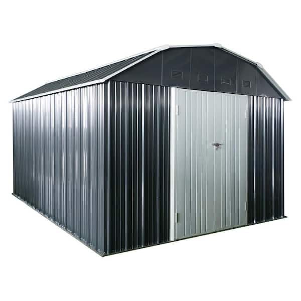 9.8 ft. x 11.7 ft. Outdoor Metal Storage Shed in Black with Arch Roof (115 sq. ft. )