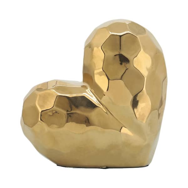 Liv & Skye Gold 8 in. x 8 in. Ceramic Heart Sculpture