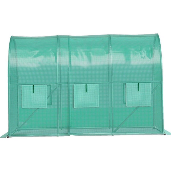10 ft. x 7 ft. x 7 ft. Walk-in Tunnel Greenhouse, Portable Plant Hot House with Galvanized Steel Hoops