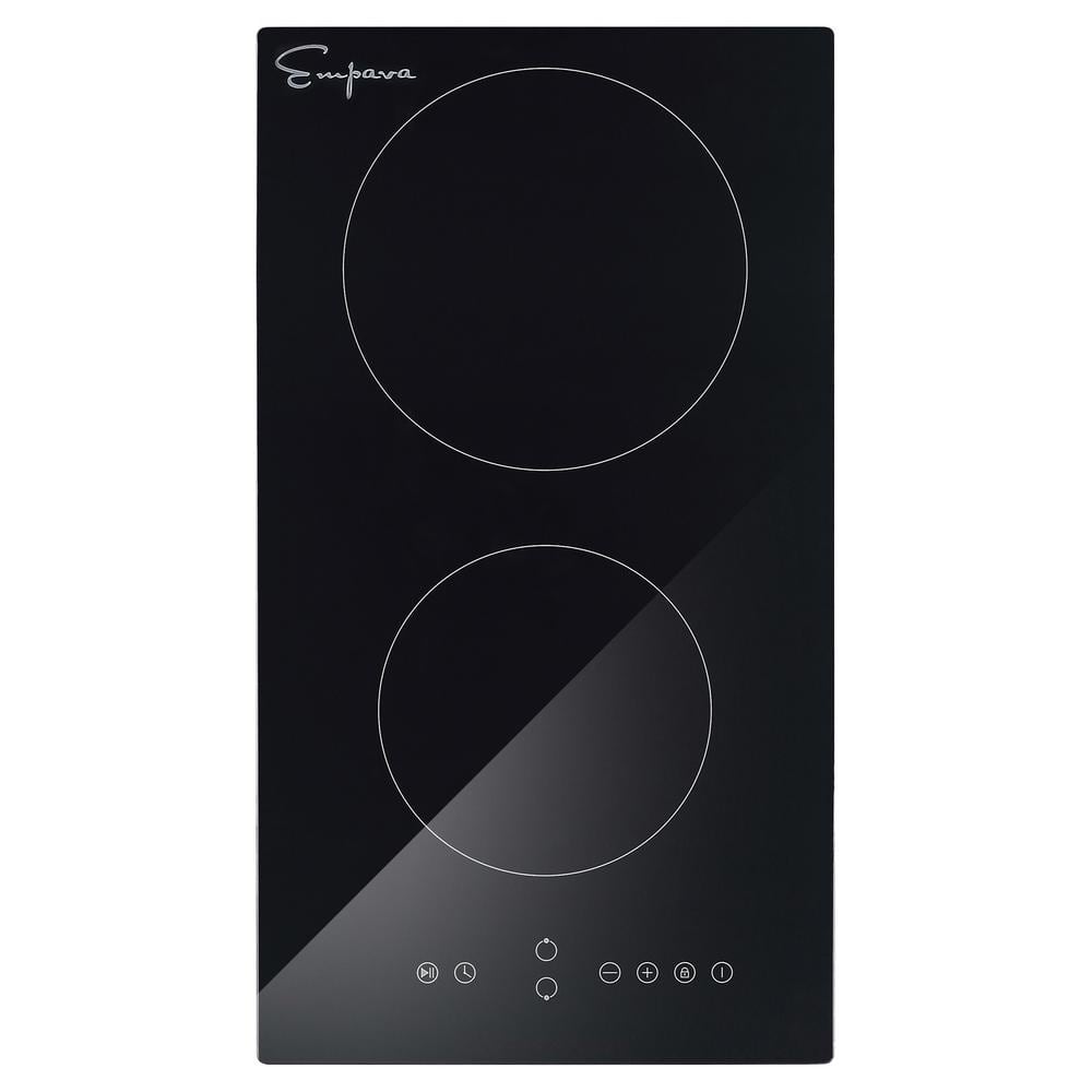 12 in. 240-Volt Smooth Surface Radiant Electric Cooktop in Black with 2 Elements