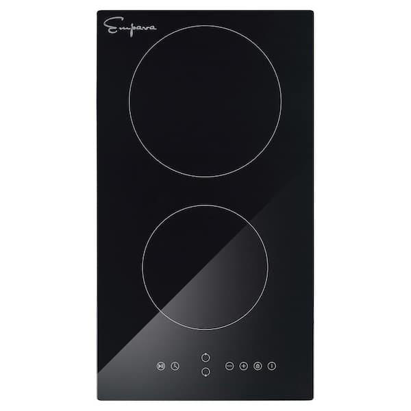 Empava 12 in. 240-Volt Smooth Surface Radiant Electric Cooktop in Black with 2 Elements