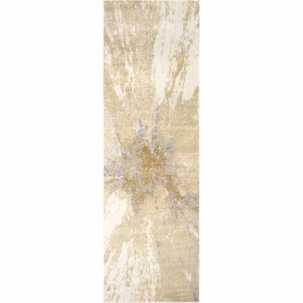 nuLOOM Contemporary Cyn Gold 2 ft. 6 in. x 10 ft. Abstract Runner Rug
