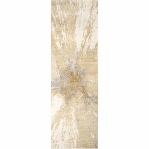 Contemporary Cyn Gold 2 ft. 6 in. x 6 ft. Abstract Runner Rug