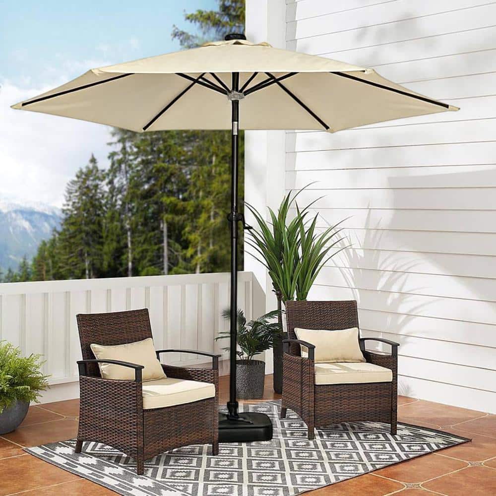9ft. Solar Powered Outdoor Patio Umbrella with LED Lights, Polyester Canopy price history on PriceWatchPro