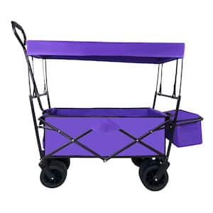 Capacity 9.25 cu. ft. Fabric Utility Collapsible Folding Wagon Garden Cart in Purple