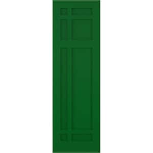 12 in. x 34 in. Flat Panel True Fit PVC San Juan Capistrano Mission Style Fixed Mount Shutters Pair in Viridian Green