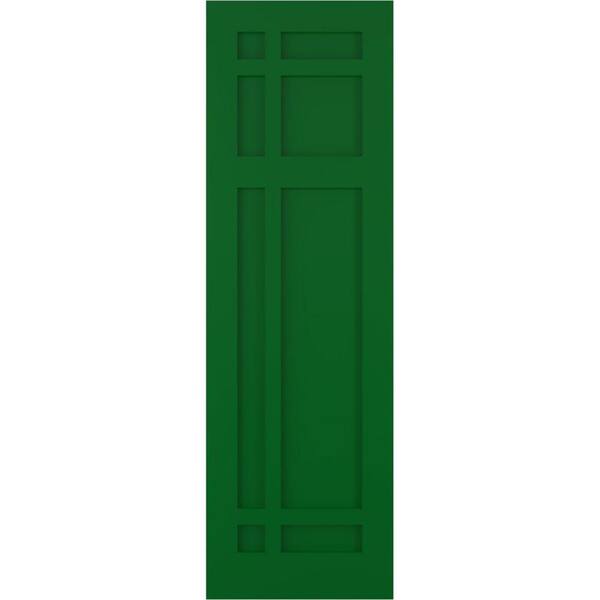 Ekena Millwork True Fit 12 in. x 71 in. Flat Panel PVC San Juan Capistrano Mission Style Fixed Mount Shutters Pair in Viridian Green