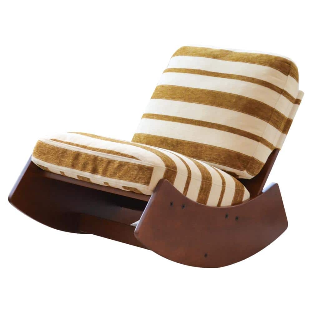Comfort Glider Rocking Chair 35.4 in. Yellow Fabric Upholstery Solid Wood Frame durable construction