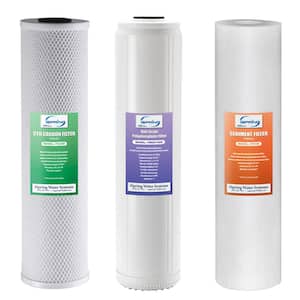 3-Stage Whole House Water Filter Replacement Pack with Sediment, Anti-Scale, and CTO Carbon Block Filter, Fits