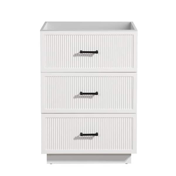 FUNKOL 23 in. D x 17.9 in. W x 33.5 in. H MDF Wall Mounted Bath Vanity Cabinet without Top in White with 3-Drawers