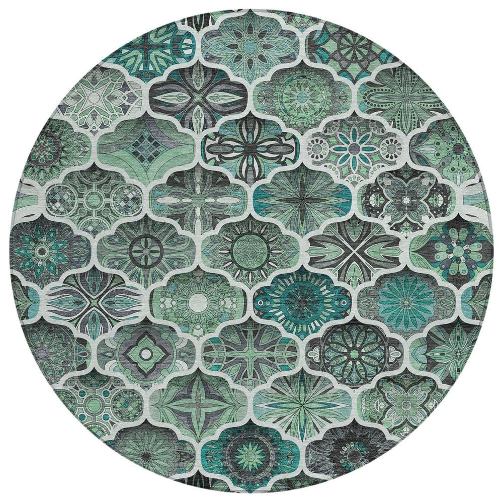 Chantille Machine Washable Indoor/Outdoor Abstract ACN2878 Seafoam 8 ft. x 8 ft. Round Rug price history on PriceWatchPro