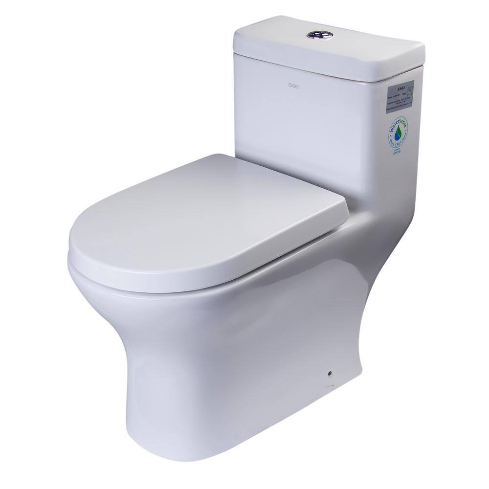 EAGO 1Piece 0.8/1.6 GPF Dual Flush Elongated Toilet in White TB353