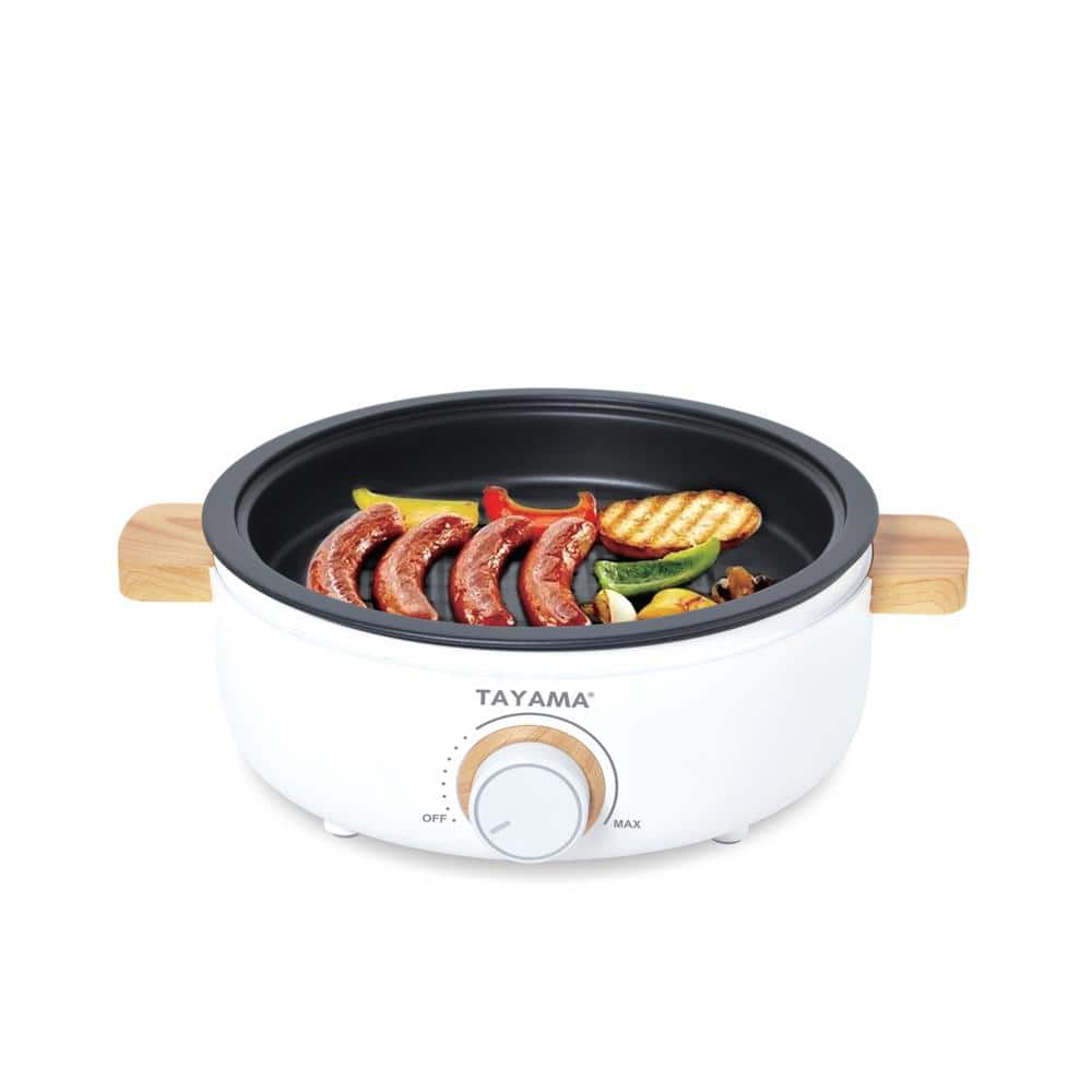 White Stainless Steel Non-Stick Multi-Cooker with Grill Plate