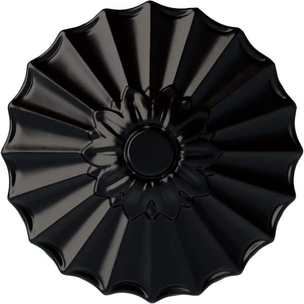 Ekena Millwork 1-3/8" x 9" x 9" Polyurethane Shakuras Ceiling Medallion, Hand-Painted Jet Black