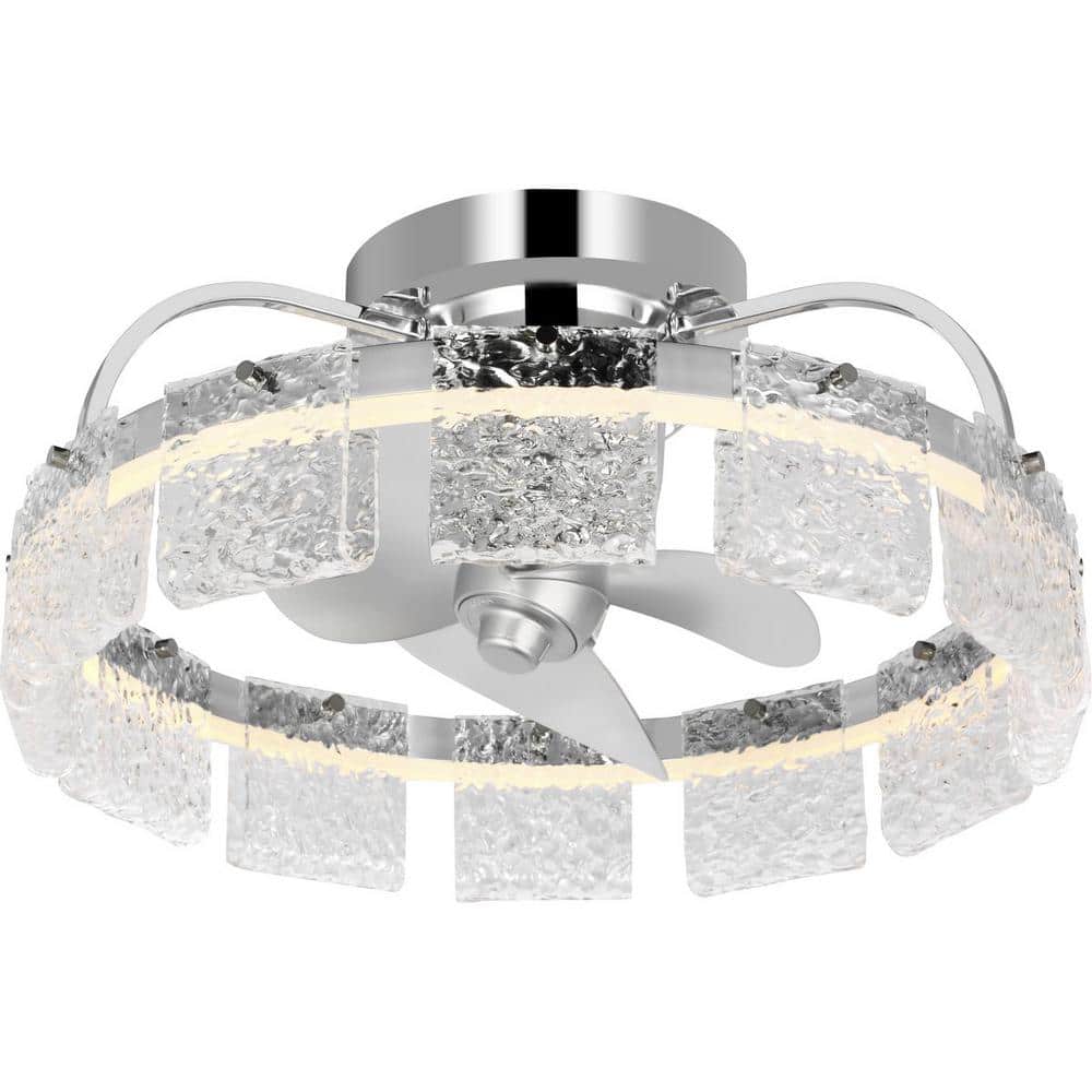 Polished Chrome 20" LED Fandelier with Remote and Glass Accents