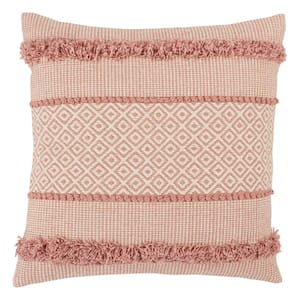 Imena Pink / Cream 20 in. x 20 in. Down Fill Throw Pillow