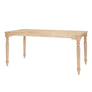 Unfinished Natural Pine Wood Rectangular Dining Table for 6 with 4 Legs Detail (68 in. L x 29.75 in. H)