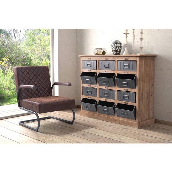 ZUO Haricot Natural Pine and Industrial Gray Storage Chest
