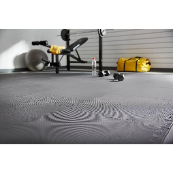 24 in. x 24 in. Gray Foam Mat Interlocking FloorTiles w/ Eva Foam Padd