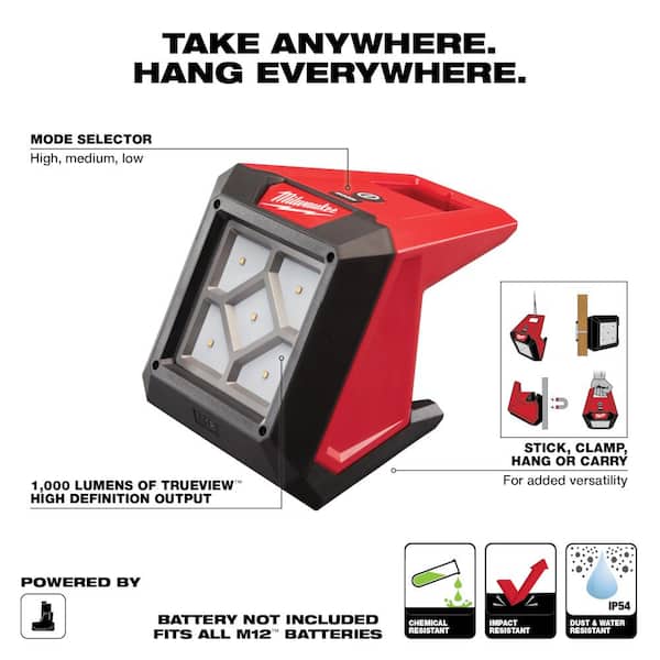 Milwaukee M12 12-Volt 1000 Lumens Lithium-Ion Cordless Rover LED Compact Flood Light (Tool-Only)