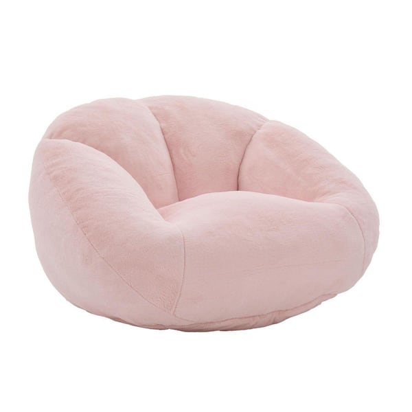 Modern Pink Faux Fur Shell-Shaped Bean Bag Chair