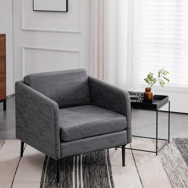 Outopee Grey 28.3 in. Width Foil Fabric Accent Arm Chair