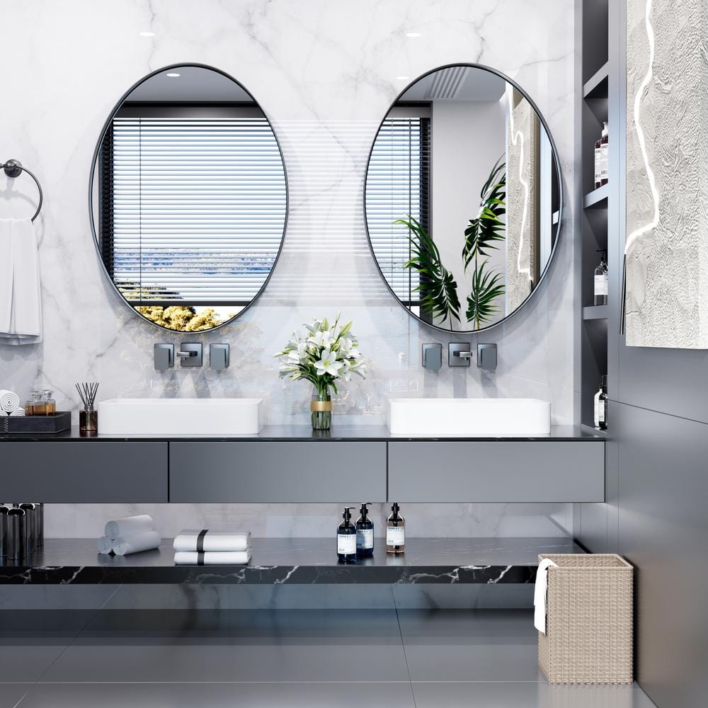 Oval Gold Stainless Steel Bathroom Vanity Mirror