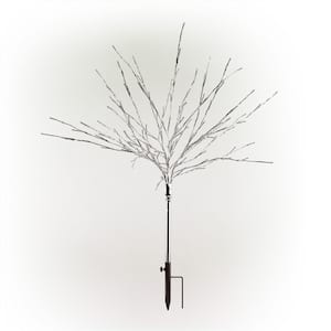 39 in. Tall Silver Metallic Foil Tree Stake with Red LED Lights