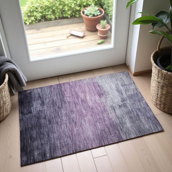 Mayfield Premium Machine Washable Abstract AMF1465 Lavender 2 ft. x 3 ft. Area Rug