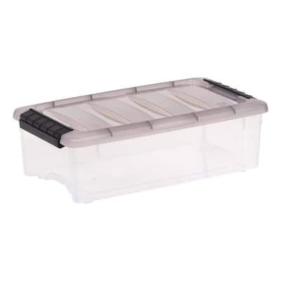 IRIS 16 Qt. WEATHERTIGHT Multi-Purpose Storage Box, Clear with Blue Buckles  (4-Pack) 500019 - The Home Depot