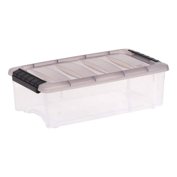 Iris 17 qt. Snap Top Plastic Storage Box in Clear with Gray Lid