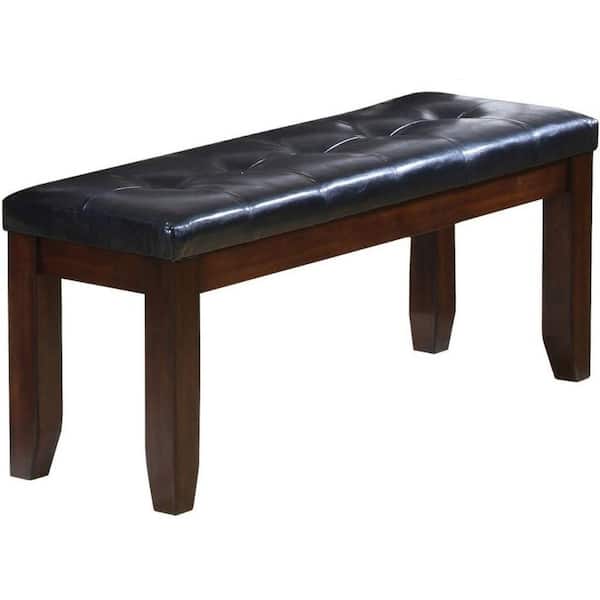HomeRoots Amelia Espresso 48 in. Faux Leather Bedroom Bench Backless Upholstered