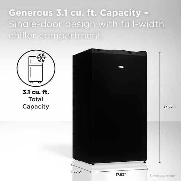 3.1 cu. ft. Compact Mini Refrigerator without Freezer in Black