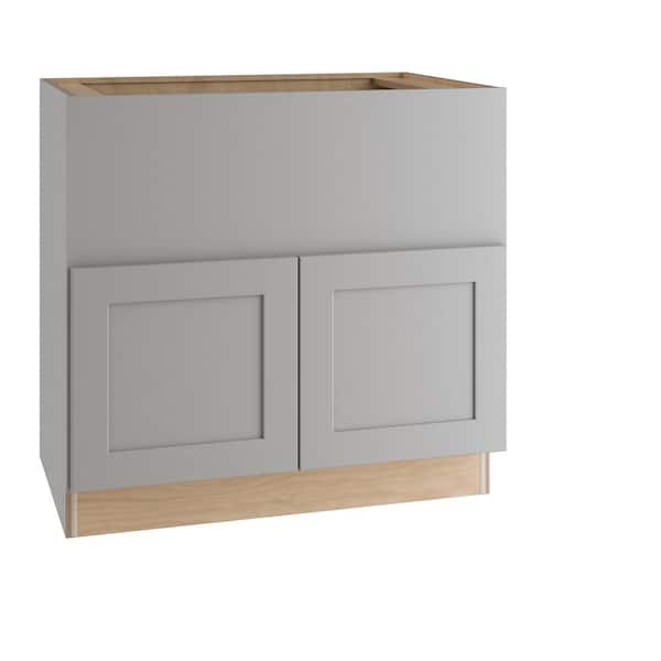 Home Decorators Collection Newport 36 in. W x 24 in. D x 34.5 in. H Assembled Plywood Farm Sink Base Kitchen Cabinet in Pearl Gray with Soft Close