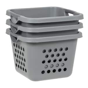 30L Compact Laundry Basket/Hamper, Gray/Dark Gray, Pack of 3