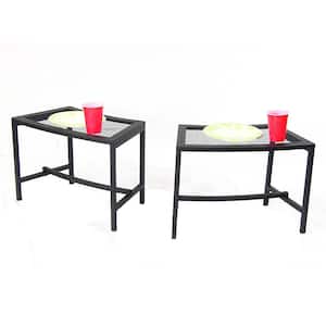 Black Mesh Metal Patio Side Table - 2 Tables