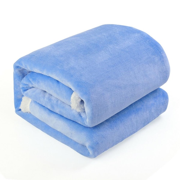 Oumilen Light Blue Print Flannel Fleece Luxury Lightweight Throw Blanket 50  in. x 60 in. ON-SHER-X-LB - The Home Depot