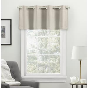 Loha Natural Solid Light Filtering Grommet Top Straight Valance, 54 in. W x 18 in. L