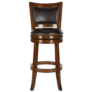 Lazzaro 29 in. Walnut Swivel Cushioned Bar Stool