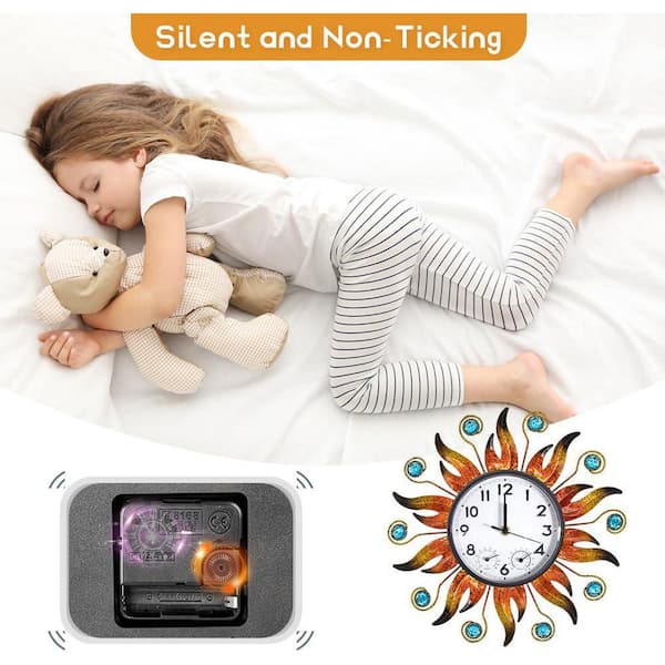 Phewnyzo 13in Sun Outdoor Clock with Thermometer and Hygrometer