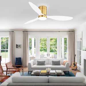 Sawyer II 52 in. Integrated LED Indoor Gold White-Blade Ceiling Fans with Light and Remote Control Included